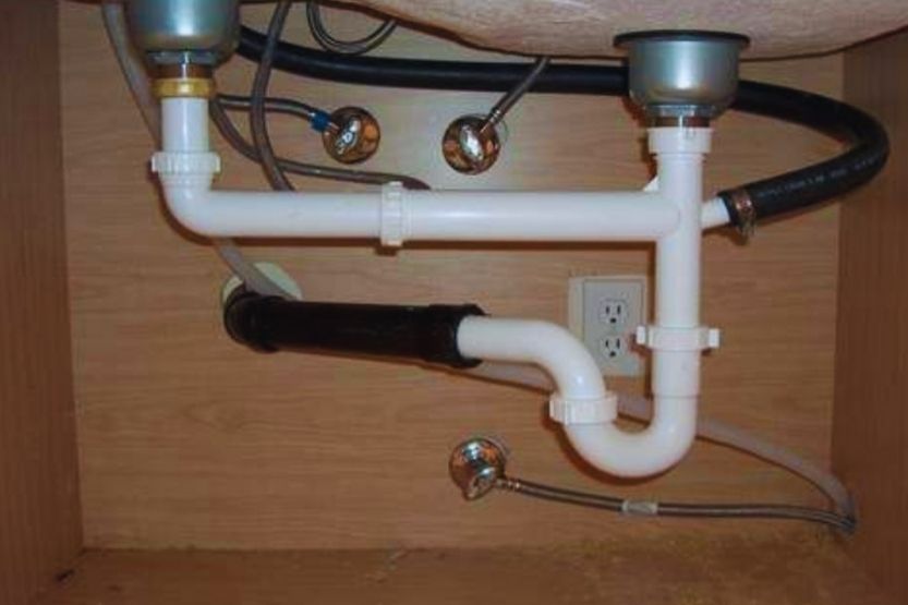 double kitchen sink plumbing diagram with dishwasher